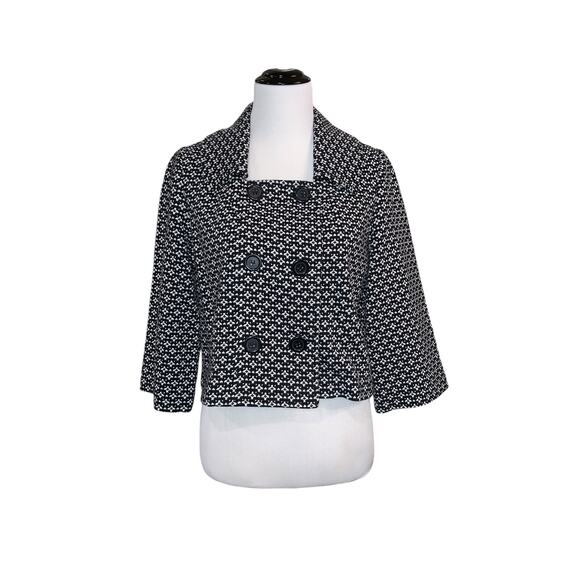 WHBM Cropped 3/4 Sleeve Sweater Jacket Button Up Tweed Look Sz 10 - Picture 1 of 5